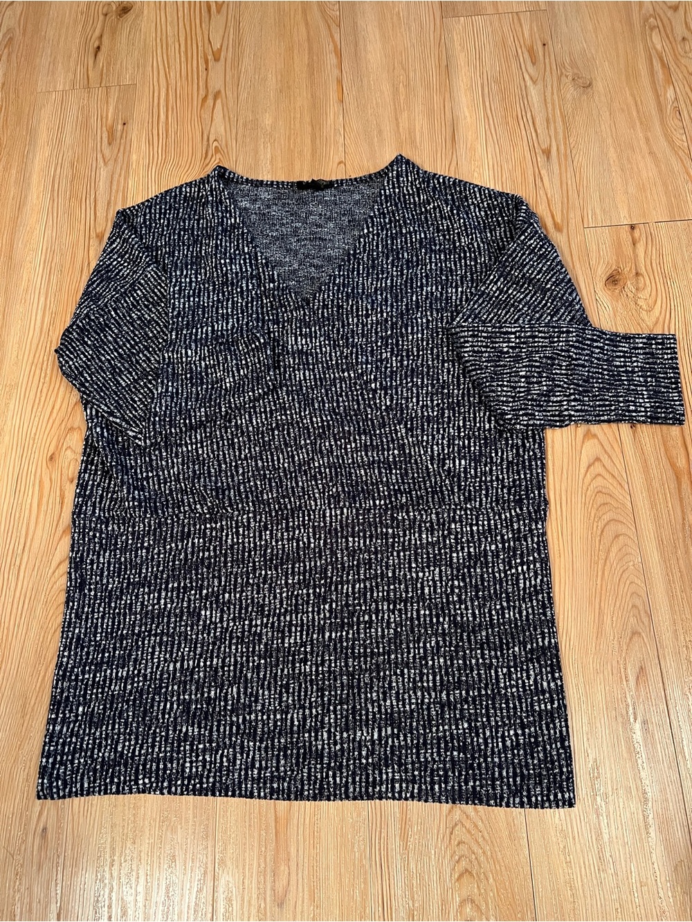 Suzanne Betro Signature Black Marled Wrap Top Sweater Size 2X Long Sleeve